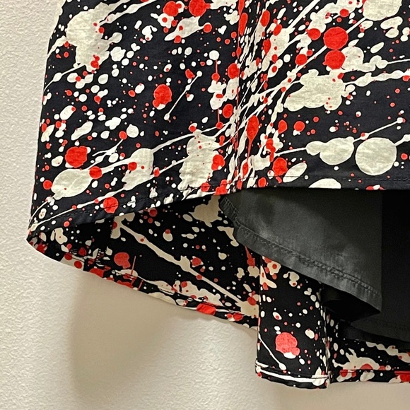 Black Red & White French Splatter Pattern Skirt - Picture 4 of 8